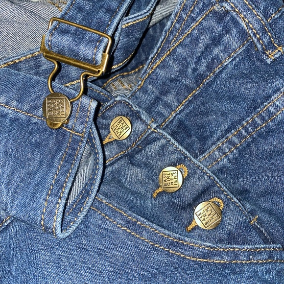 BASE GIRL NEW JENS Blue Distressed Overalls XL - Picture 9 of 14